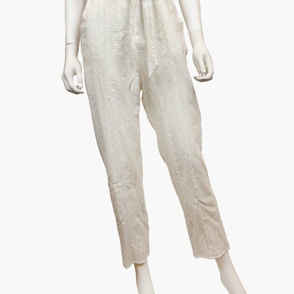 NWT VICI Textured Short-Sleeve V-Neck Belted Button-Up Jumpsuit (White | Size M) - Picture 7 of 11